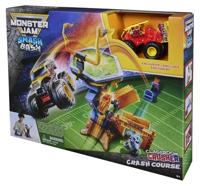 Productafbeelding van Monster Jam set met trampoline en reparatieauto 1:64