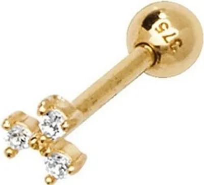 Produktbild von Moderne 9 Karat (375) Gold Damen - Einzel Knorpel Ohrstecker mit Zirkonia - 4mm*4mm; TRS258639KY