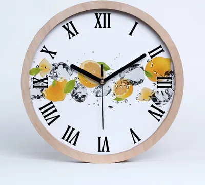 Produktbild von Holzuhr 25fi cm wanduhr - schwarze Spitzen - Zitrone und Wasser