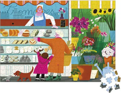 Produktbild von Janod Puzzle Markt 500 TeileKarton bunt Familie