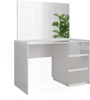 Immagine prodotto di Tavolo da toilette Vicco Marla Bianco lucido 120 cm con 3 cassetti e specchio, Model 51985