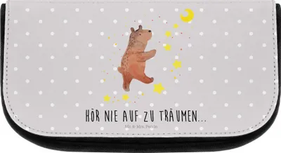 Produktbild von Mr. & Mrs. Panda Waschtasche Bär Träume - Grau Pastell - Geschenk, Teddy, kosmetik organizer, Kulturbeutel, Necessaire, Make-Up Tasche, Träumen, kosmetiktasche klein