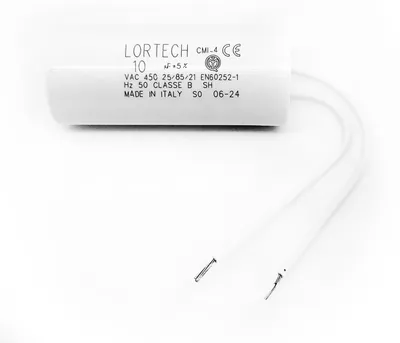 Kondensator 10 µF, Ø 30 x 67 mm, flacher Boden, Italien