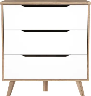 Immagine prodotto di Cassettiera a 3 cassetti - Rovere e bianco opaco - Piedi massicci - Scandinavo 80 cm - VANKKA