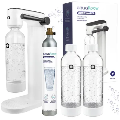 Immagine prodotto di AquaFloow, erogatore di acqua frizzante con 2 bottiglie da 0,8 litri e bombola di CO₂, macchina per acqua frizzante senza alimentazione elettrica