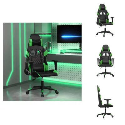 Image de vidaXL Chaise de jeu avec fonction de massage noir et vert similicuir - chaise de jeu