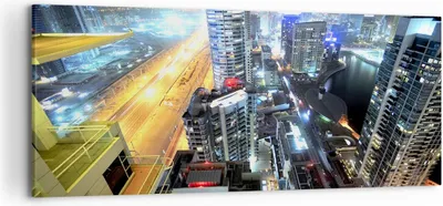 Produktbild von Bild auf Leinwand - Leinwandbild - Architektur Industrie Nacht Licht - 120x50cm - Wand Bild - Wanddeko - Leinwanddruck - Bilder - Kunstdruck - Leinwand bilder - Wandkunst - AB120x50-2642
