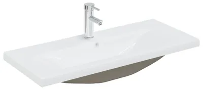 Produktbild von vidaXL Einbauwaschbecken mit Wasserhahn 91x39x18 cm Keramik Weiß