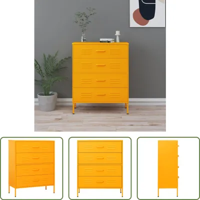 Produktbild von The Living Store Kommode Senfgelb 80x35x101,5 cm Stahl