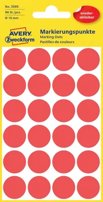 Produktbild von Markierungspunkte 18mm rot wiederablösbar VE=10x96 Stück