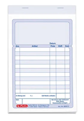 Produktbild von Herlitz Kassenblock / A6 / 2x 50 Blatt