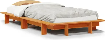 Image de Cadre de lit sans matelas cire marron 100x200cm bois pin massif
