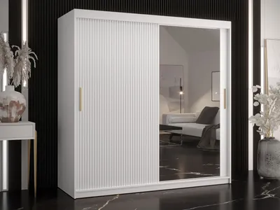 Obrázek produktu pro Šatní skříň 180 cm se zrcadlem LONZO 2 - bílá