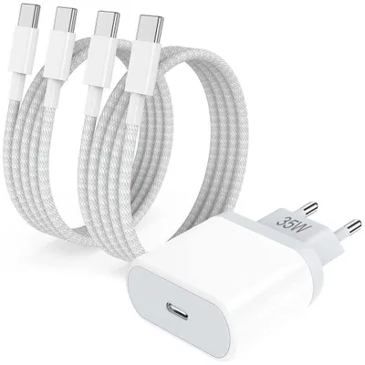 Image de Chargeur Rapide 35W + 2 Câbles USB-C 1M pour iPhone 17 Pro Max iPhone Air iPhone 16 Pro 15 Pro