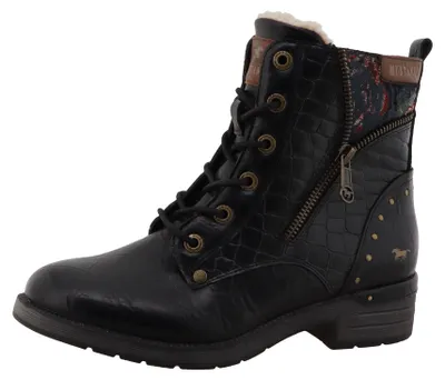Produktbild von Mustang Damen Stiefelette mit Reißverschluss und Warmfutter, Größe:39 EU, Farbe:Schwarz