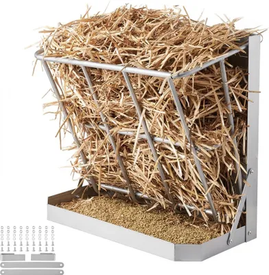 Immagine prodotto di Rastrelliera per fieno Rastrelliera a parete 2in1 - Mangiatoia Distributore di mangime 610x297x584 mm - Soluzione di alimentazione robusta per bovini e ovini