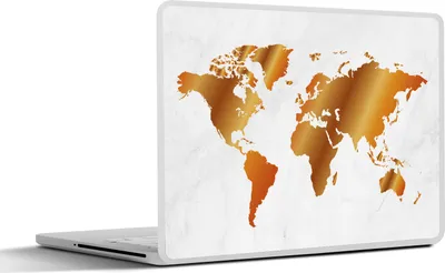 Produktbild von MuchoWow® Laptop Aufkleber Sticker Cover Weltkarte - Marmor - Gold 30x22 cm - Laptop-Sticker