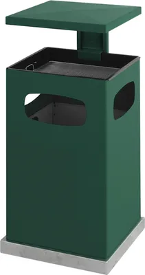 Produktbild von Metall Kombiascher mit abnehmbarem Dach | 80 Liter, HxBxT 95,5x50x50cm | Inkl. Befestigungsmaterial für Bodenmontage | Grün