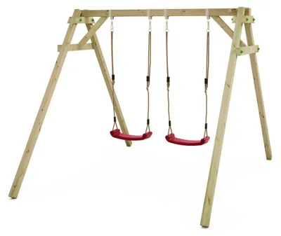 Image de Balançoire Wickey Smart Move en bois avec 2 sièges réglables, couleur rouge