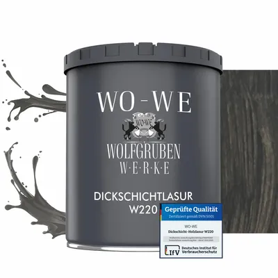 Produktbild von Dickschichtlasur 2in1 Holzlasur Holzschutzlasur außen und innen W220 Fluss Eiche - 750ml