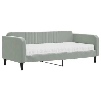 Produktbild von vidaXL Tagesbett mit Matratze Hellgrau 90x190 cm Samt