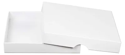 Immagine prodotto di Scatola pieghevole 12,8 x 12,8 x 2,0 cm, bianca, con coperchio, cartone - Set da 10