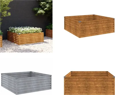Image de vidaXL Lit surélevé 100x100x36 cm acier corten - Lit surélevé - Bac à plantes - Bac à fleurs