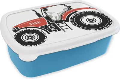 Produktbild von KitchenYeah® Lunchbox Brotzeit Brotdose 17x11 cm Traktor - Rot - Schwarz Kinder Brotzeitdose - Lunch - Kunststoff  - Brotbüchse - Sandwichbox - Lunchbox für Kinder