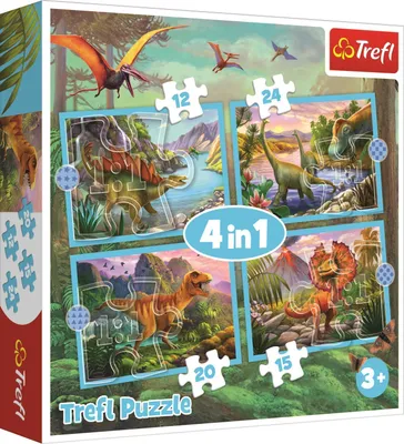 Produktbild von TREFL Puzzle Einzigartige Dinosaurier 4in1 (12,15,20,24 Teile)