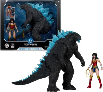 Produktbild von DC Justice League Monsterverse DC Multiverse Actionfiguren 2er-Pack Wonder Woman Vs. Atomic Blast Godzilla 18 cm