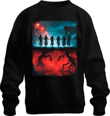 Produktbild von Upside Down Kinder Fahrräder Horror 80er Retro Mystery Hawkins Uni Sweatshirt Pullover, Schwarz, M