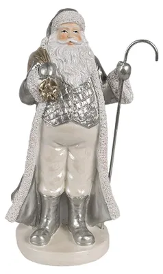 Produktbild von Clayre & Eef Weihnachtsdekorationsfigur Weihnachtsmann 20 cm Silberfarbig Kunststoff