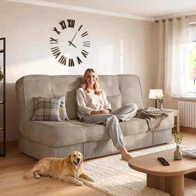Produktbild von BroMARKT Sofa mit Schlaffunktion TOLIA Schlafsofa mit Bettkasten Klappsofa Couch 190x115 cm Beige Cordstoff