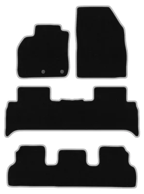 Zdjęcie produktu dla Dywaniki samochodowe welurowe CARLUX-SILVER do: Renault Grand Scenic III (2009-2015, 7 osob) czarne ze srebrnym obszyciem, z mocowaniami
