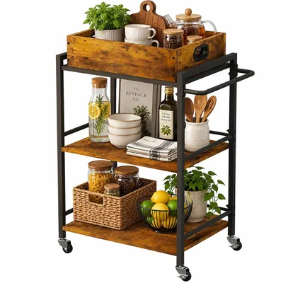 Produktbild von Mobiler Küchenwagen in Braun (86 cm)