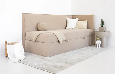 Produktbild von Posteľ Boxspring Jednolôžková posteľ Posteľ pre mladých MyBed Mitto Conti Twin Pravá strana Čalúnená posteľ Bed box Cream 120x200 Bonnell matrac H2 Topper