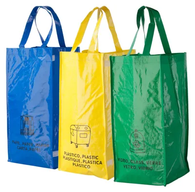 Produktbild von Omgoods – Set mit 3 wiederverwendbaren Recyclingbeuteln zur Mülltrennung