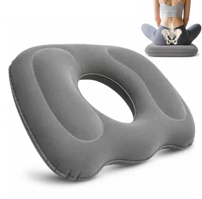 Productafbeelding van Opblaasbaar Zitkussen - Ergonomisch Grijs Voor Ontlasting