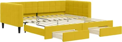 Produktbild von vidaXL Tagesbett Ausziehbar mit Schubladen Gelb 100x200 cm Samt