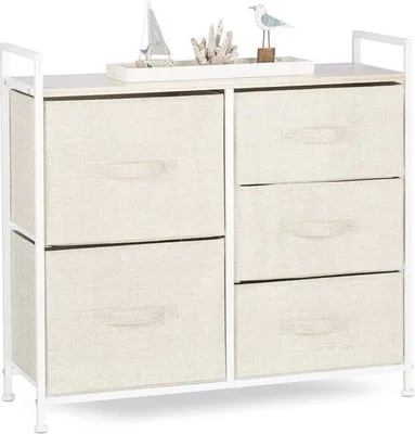 Productafbeelding van Famanu commode met 5 lades van stof - Beige