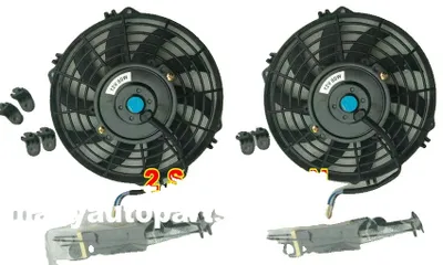 Image de Ventilateur de refroidissement électrique, puissance 12V, efficacité 80W , 2 jeux de ventilateurs 10 pouces