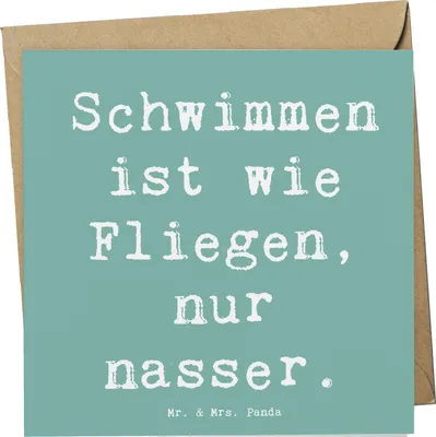 Produktbild von Mr. & Mrs. Panda Grußkarte Spruch Schwimmen wie Fliegen - Meeresbrise - Geschenk, Schwimmfreunde, Sport, Sportler Geschenke, Brustschwimmen, Rückenschwimmen, anlasskarte