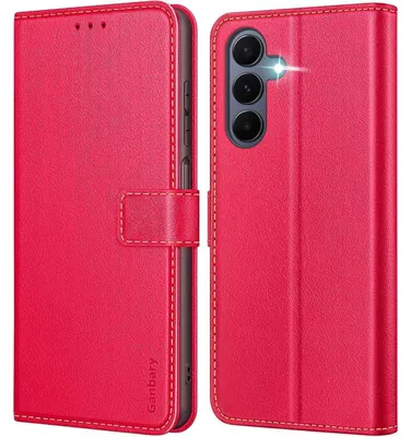 Immagine prodotto di Custodia in Pelle finta a libro per Samsung Galaxy A16 4G / 5G, colore rosso, con slot per carte e funzione stand