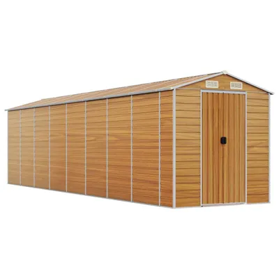 Image de vidaXL Abri de jardin brun clair 191x725x198 cm Acier galvanisé