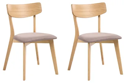 Produktbild von BELIANI Esszimmerstühle 2er Set Braun / Hellbraun Stoffbezug Gepolstert mit Holzbeinen ohne Armlehnen Retro-Design Stuhl mit Polstersitz für Esstisch