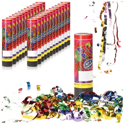 Produktbild von com-four® 24x Party Popper-Set 20,5 cm - Konfetti-Kanone - glänzendes Konfetti