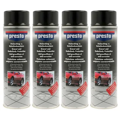 Produktbild von 4 Dosen Unterbodenschutz Spray Presto 306024 UBS Steinschlagschutz, schwarz überlackierbar, 500ml