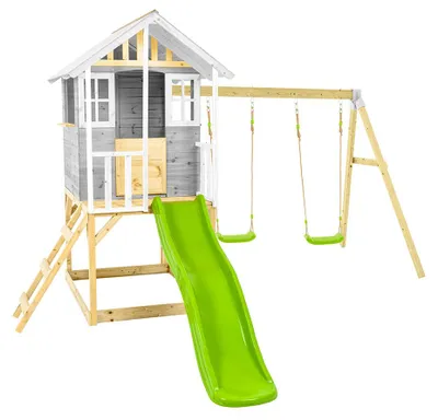 Produktbild von Zwerkules Valli 3 Kinder Stelzenhaus mit Rutsche und Schaukel Holz