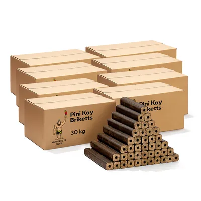 Produktbild von Neandertaler Feuer Holzbriketts PiniKay Hartholzbriketts 240 kg Kaminbriketts Briketts Kamin Ofen Grill Briquettes Brikett Holzbrikett Gluthalter