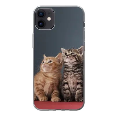 Produktbild von MuchoWow® Handyhülle Schutzhülle Hülle für iPhone 12 mini Kätzchen - Blau - Rosa - Mädchen - Jungen - Kind Silikon Softcase Handy Hülle - Bild